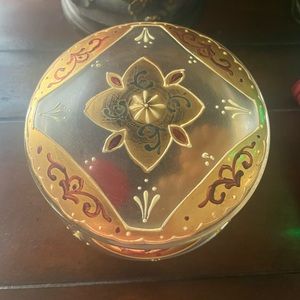 Antique Bohemian Glass Gilt And Painted Jewelry!